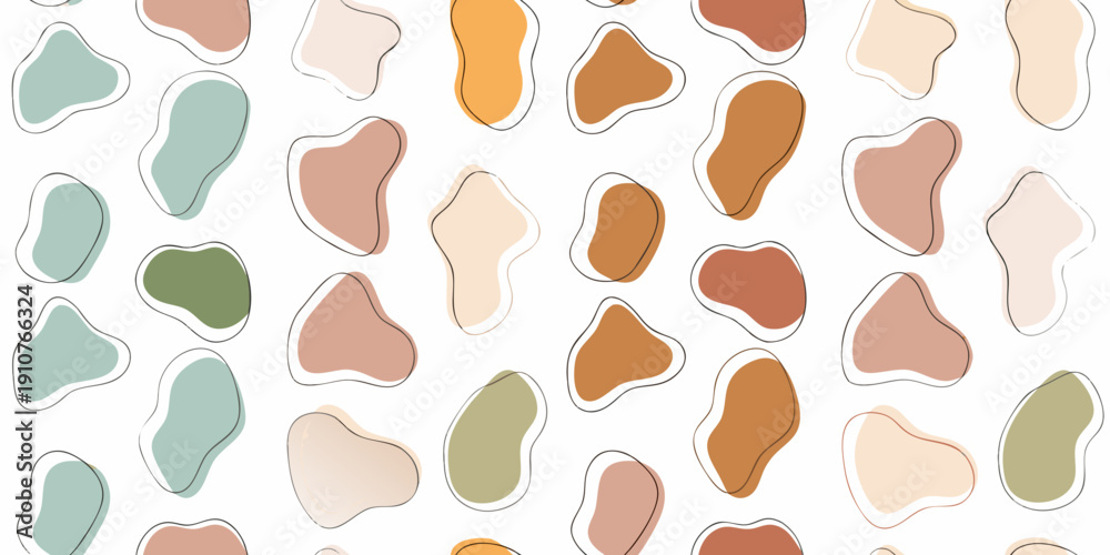 Fototapeta premium Abstract organic shapes in muted earth tones on a white background