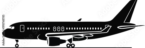 Airplane illustration on white background viewed from side with visible details