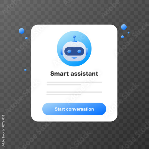 AI Smart Assistant App Card. Vector illustration.