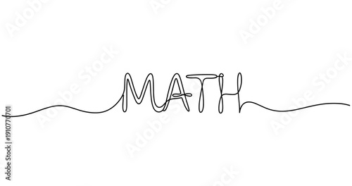 Creative continuous line art of the word math in black. No editable strokes
