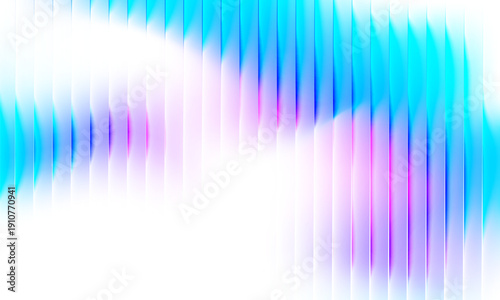 Iridescent vertical ripple waves with pastel gradient, abstract background showing translucent ridges and soft luminous bands fluid modern aesthetic for tech hero images, music visuals, and UI