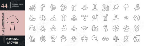 Personal growth icon set. Editable line icons. Vector illustration.