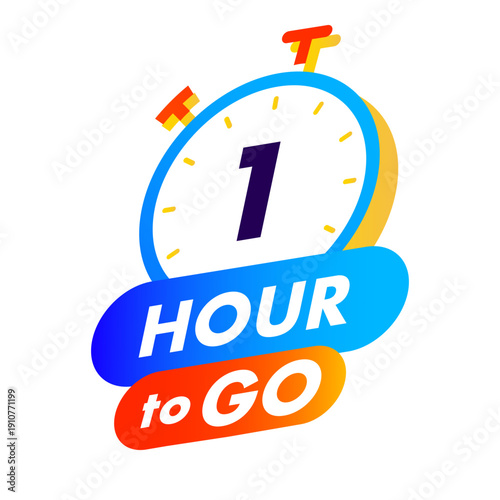 Timer 1 hour to go watch icon for promotion, promo offer, sale, social media post