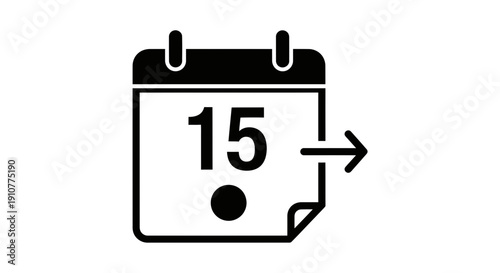 Black and white vector icon of a calendar, highlighting a date, event star, specific time, and location. Ideal for scheduling, appointments, and digital reminders