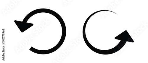Minimal Refresh and Reload Arrow Icons – Circular Loop Rotation Symbols in Clean Black Line Style.