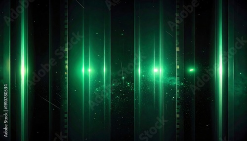 Digital Green Light Beams Abstract Background