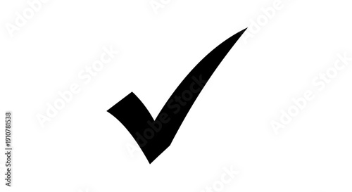 A simple black check mark symbol on a white background, representing confirmation or completion in a minimalist graphic design