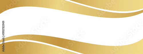 Elegant golden wave flows across white background with glitter sparkles and light effects, creating luxurious abstract design with smooth curved lines and shimmering gold ribbons