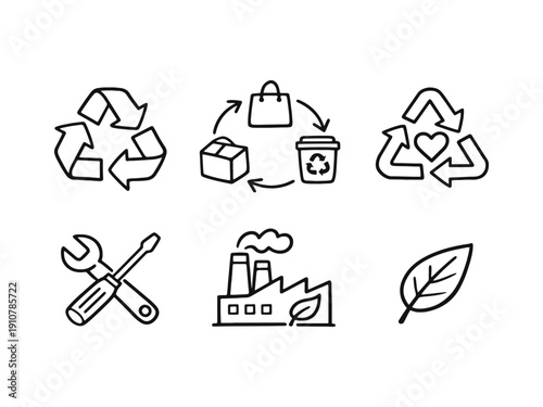 Sustainability, recycling, and green industry icon collection