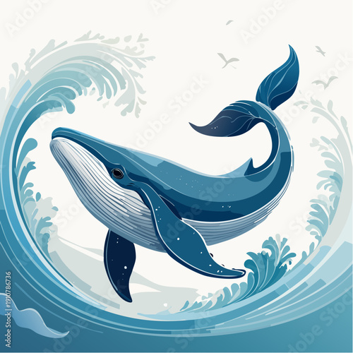vector illustration of a whale
