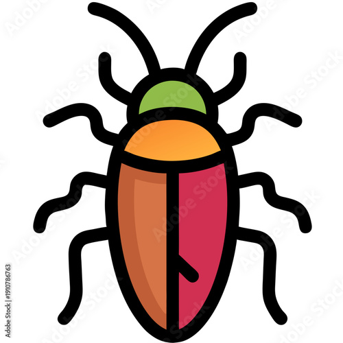 Colorful Insect Bug Vector Illustration Flat Design Outline Icon for Entomology and Pest Control Concepts