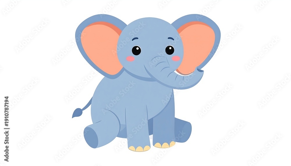 Fototapeta premium Adorable baby elephant cartoon illustration for childrens books and designs.