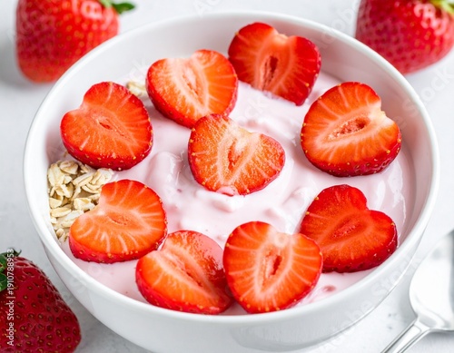 Joghurt-Bowl mit Erdbeerherzen