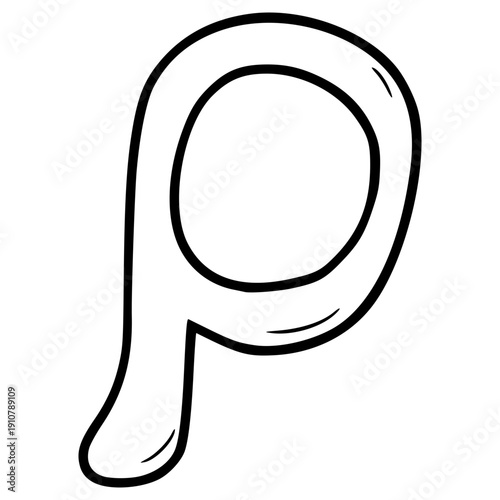 rho Greek alphabet illustration hand drawn outline vector
