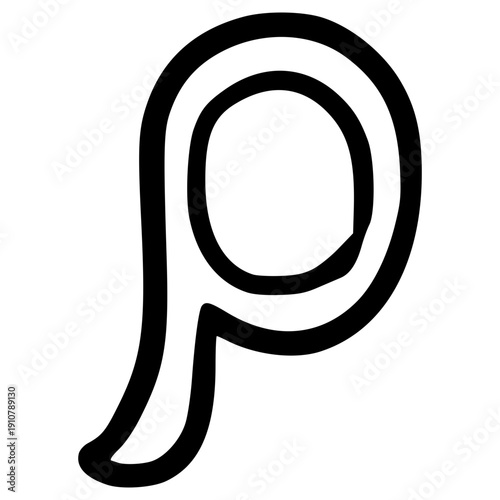 doodle rho Greek alphabet illustration hand drawn outline vector