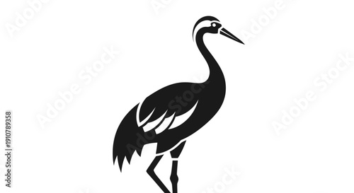 heron on white background