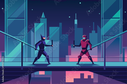Cyber Samurai Duel On Glass Bridge