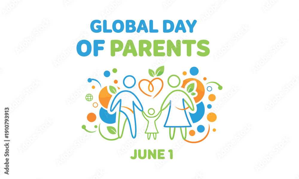 Obraz premium Global day of parents celebrating loving family together. Happy family parents and children standing together, celebrating the global day of parents with love, care, and unity