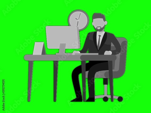 Business people working and communicating. Corporate teamwork concept isolated on green screen background