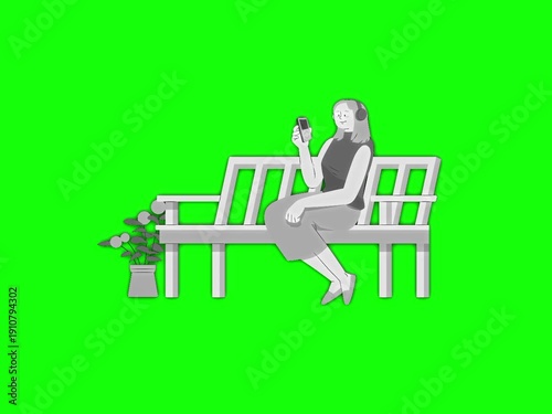 Business people working and communicating. Corporate teamwork concept isolated on green screen background