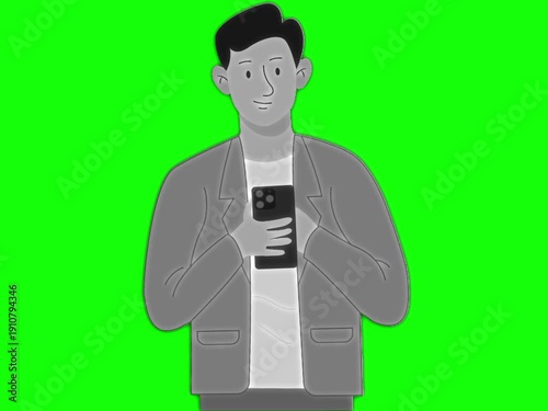 Business people working and communicating. Corporate teamwork concept isolated on green screen background