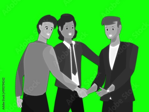 Business people working and communicating. Corporate teamwork concept isolated on green screen background