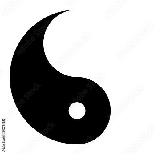 Black and White Yin Yang Symbol on Transparent Background