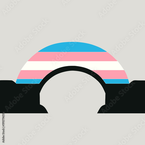 Bridge connecting two sides with trans pride flag surface