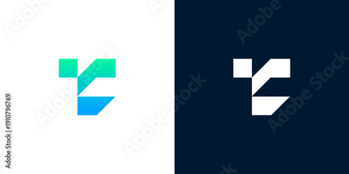Modern abstract geometric letter T or C logo design concept featuring a sleek gradient for a forward-thinking digital brand identity and corporate mark