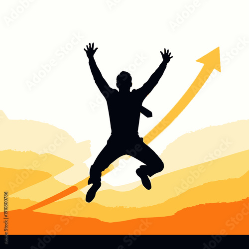 Man Jumping with Rising Arrow.