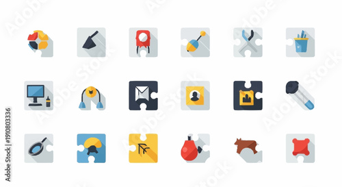 Collection of Various Flat Design Icons.