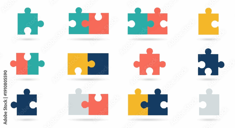 Naklejka premium Collection of Colorful Puzzle Pieces.