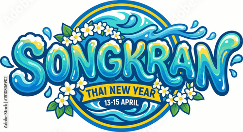 Songkran festival celebrating Thai New Year vector illustration