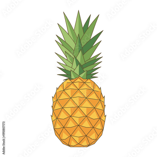 Pineapple Fruit with Green Leaves.
