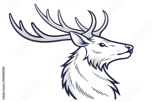 Wallpaper Mural A minimalist vector illustration of a majestic elk with large antlers on a white background Torontodigital.ca