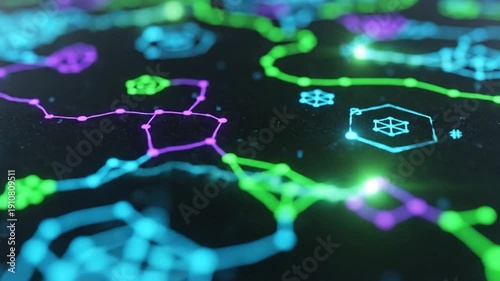 Abstract Network Visualization - Data Flow and Connectivity Concept.