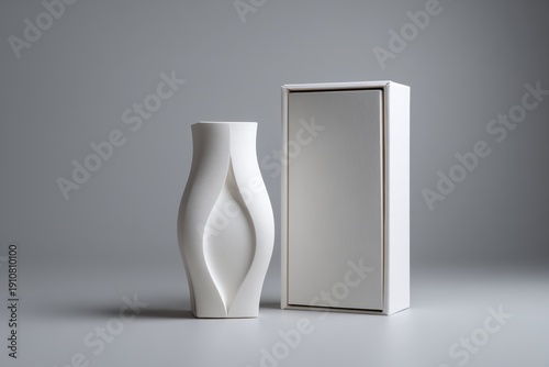 Elegant White Vase with Minimalist Design and Box