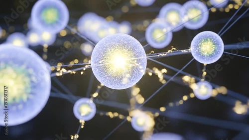 Abstract Network Visualization - Interconnected Nodes and Data Flow.