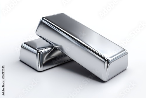 Wallpaper Mural Two silver bars in a 3D illustration symbolizing financial assets on a clean white background Torontodigital.ca