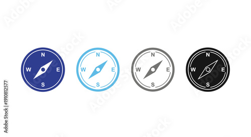 Navigational Symbols: A series of compass icons representing different navigational symbols, perfect for illustrating direction, guidance, and exploration. 