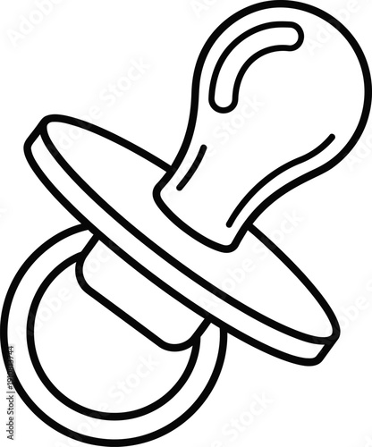 Baby Pacifier Illustration Simple Black Outline.