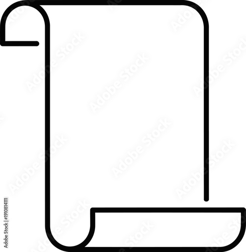 Blank White Paper Sheet with Curled Edge.