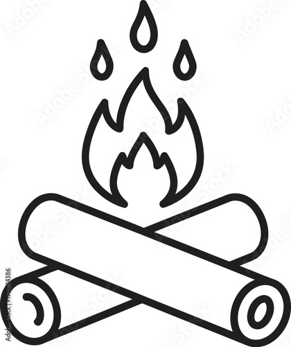 Crossed Logs with Flames and Droplets.