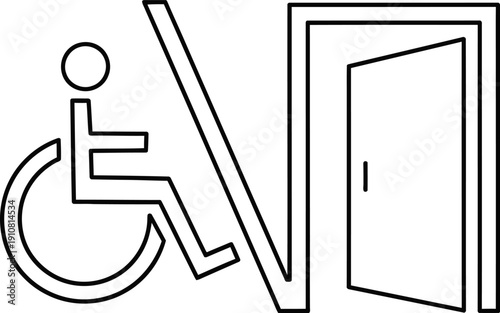 Disabled Person in Wheelchair on Ramp.