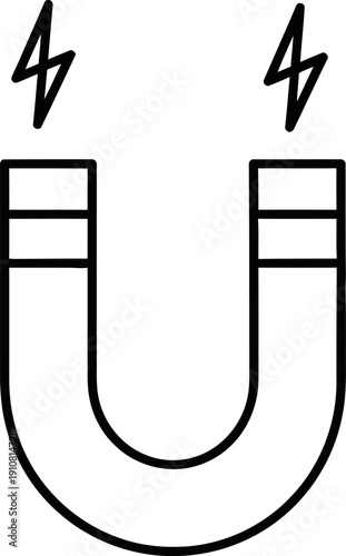 Electromagnet with Lightning Bolts Illustration.