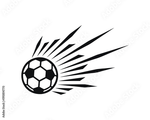 Dynamic Soccer Ball Logo Set: Fast Football with Fire Flames, Motion Speed Trails, and Circular Football Club Badge Emblems for Sports Team Branding and Athletic Tournament Design