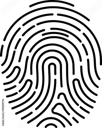 Fingerprint Icon Black Lines Identification Symbol.