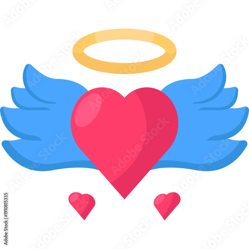 Heart Wings Flat Icon