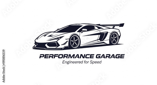 Sleek Sports Car Silhouette Performance Garage Logo.