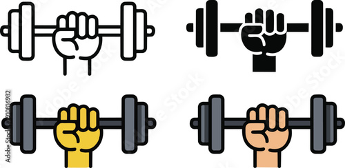 Hand holding dumbbell icon vector. strength and motivation for gym, workout, and training symbol. vector illustration.